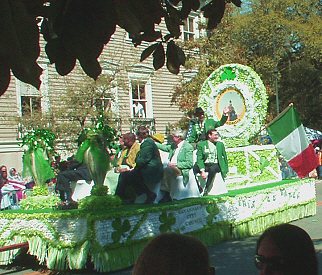 Floats in Savannah's St. Patrick's Day Parade